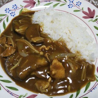 豚肉となすとえのきと玉ねぎのカレー☆